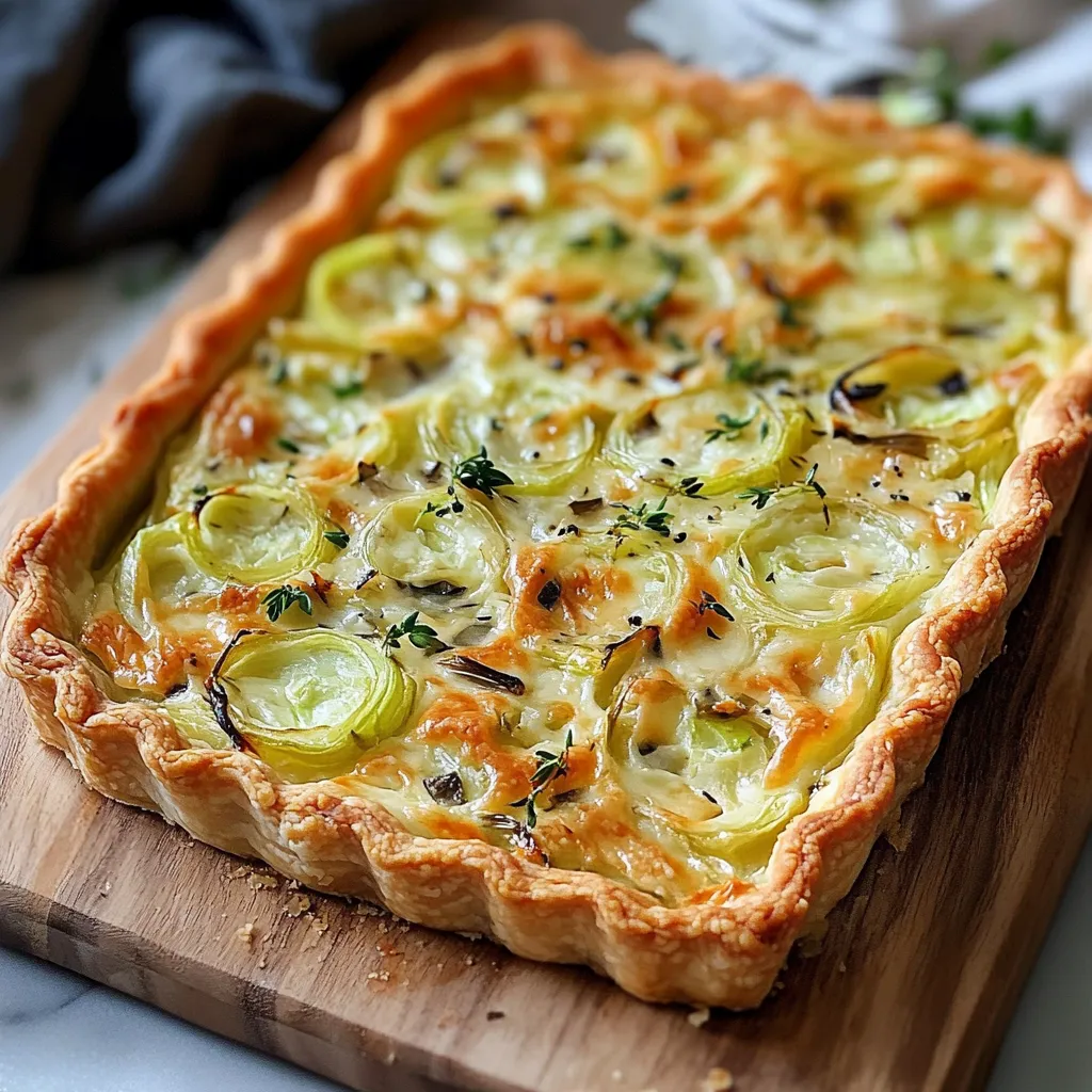 A slice of quiche on a wooden cutting board.