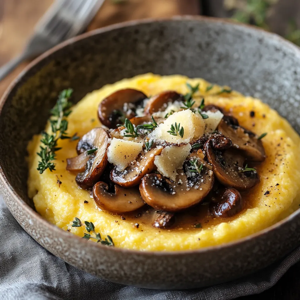 A bowl of mushrooms with herbs on top.