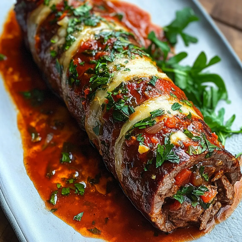 A meat dish with tomato sauce and herbs.