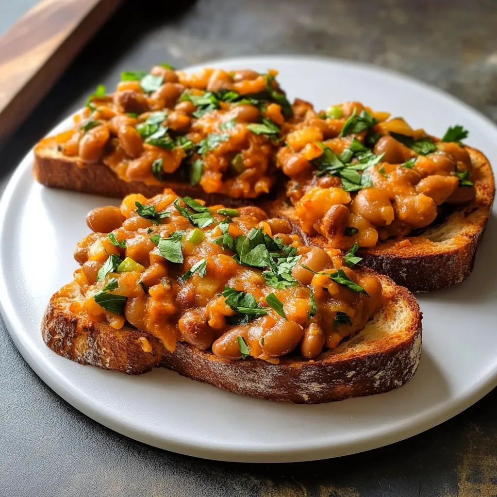 A plate of food with two pieces of bread and a bean spread.