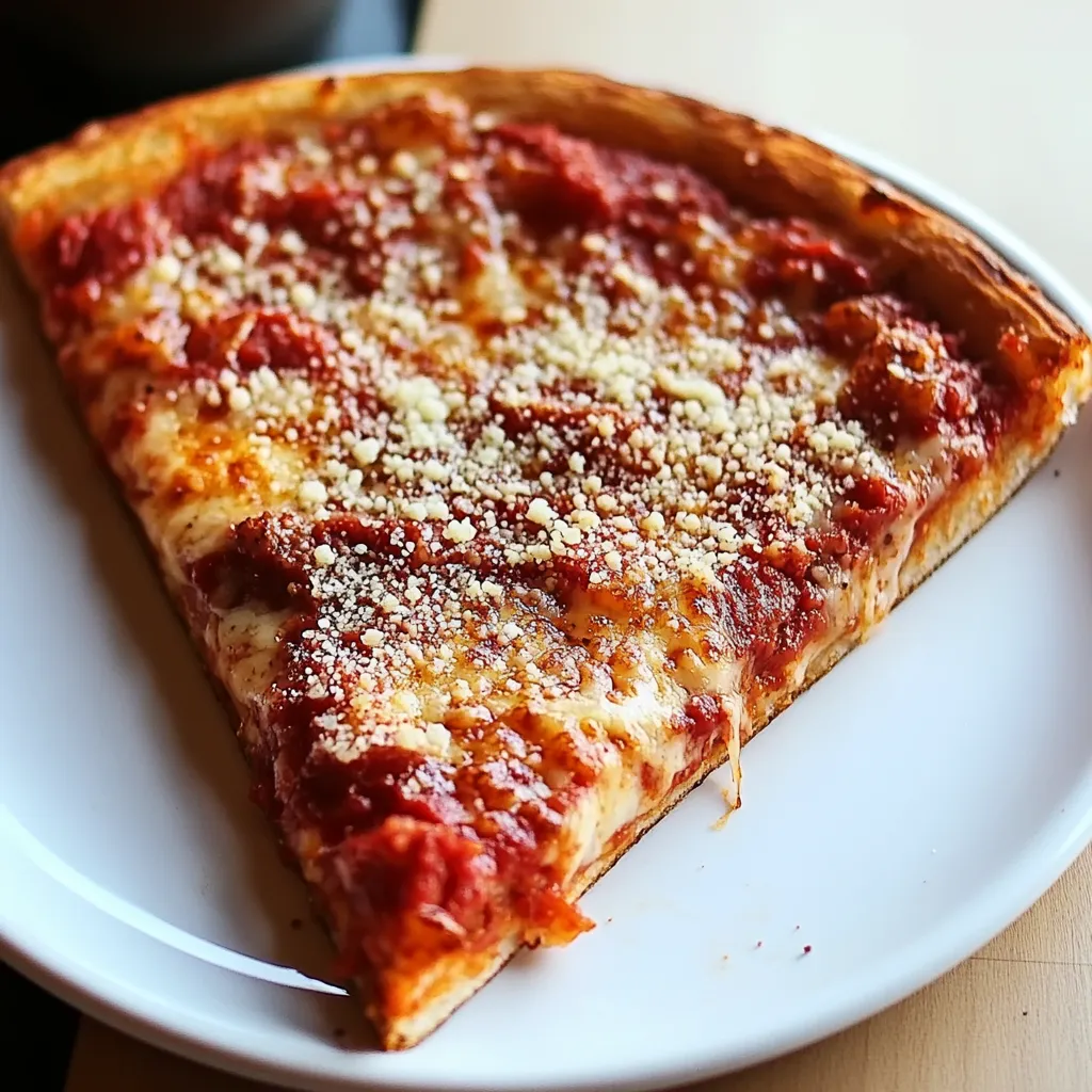 A slice of pizza on a white plate.