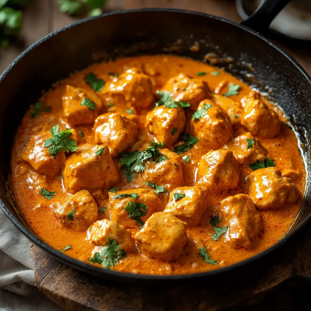 A bowl of chicken with a spoon in it.