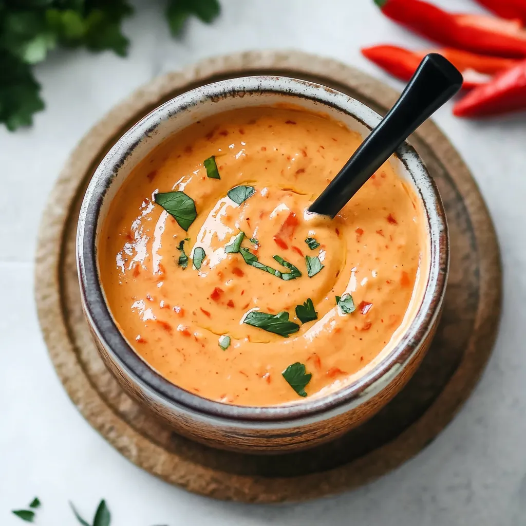 A bowl of soup with a spoon in it.