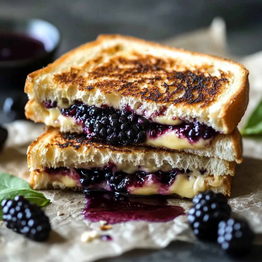 A sandwich with blueberry jam.