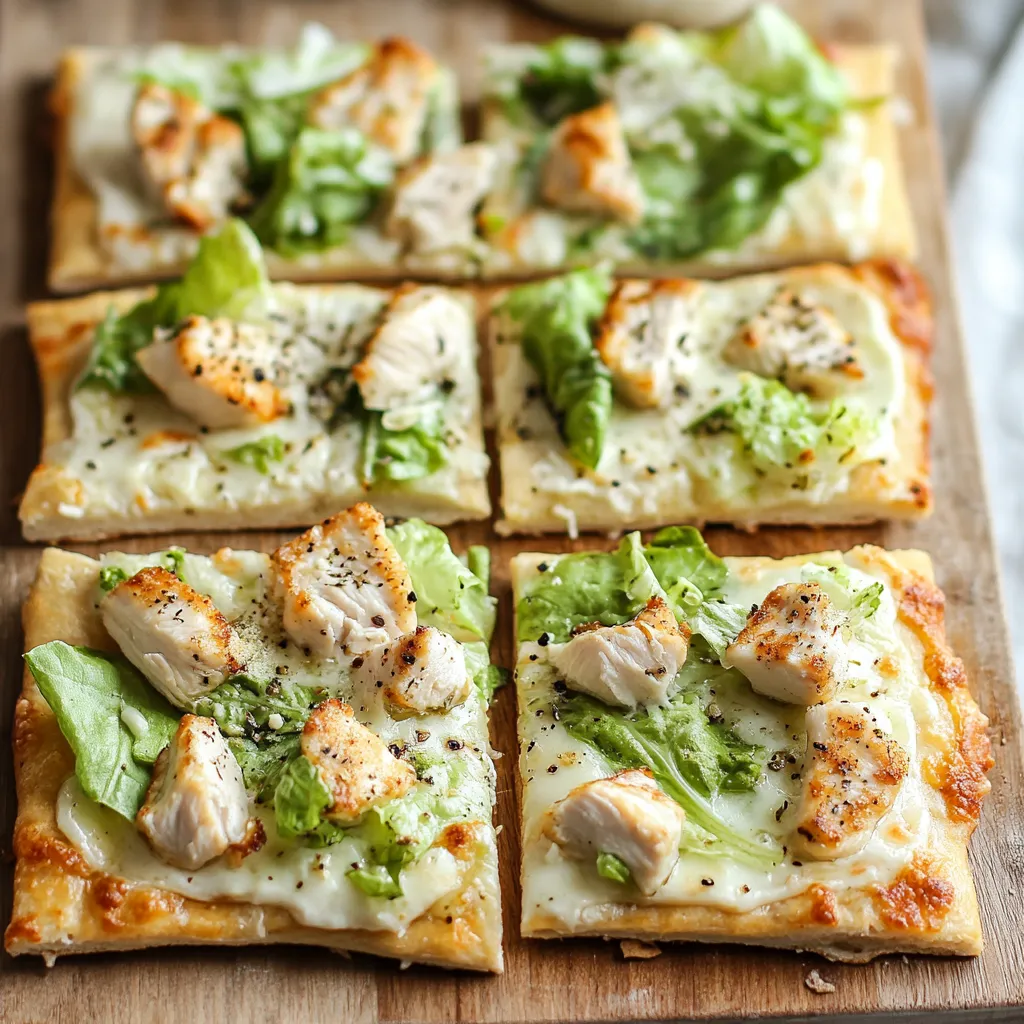 A pizza with chicken and lettuce on it.