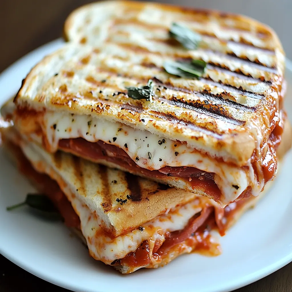A sandwich with cheese and tomato sauce.