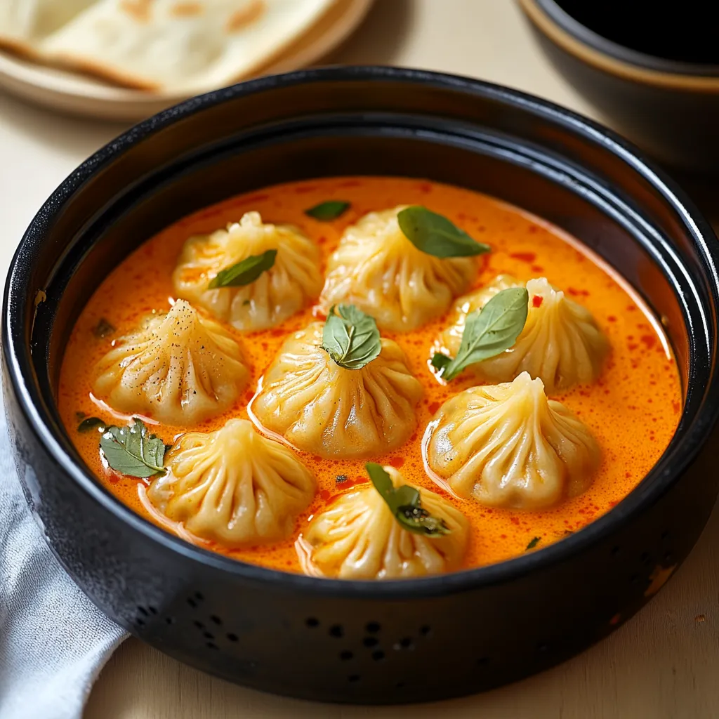 A bowl of soup with dumplings in it.