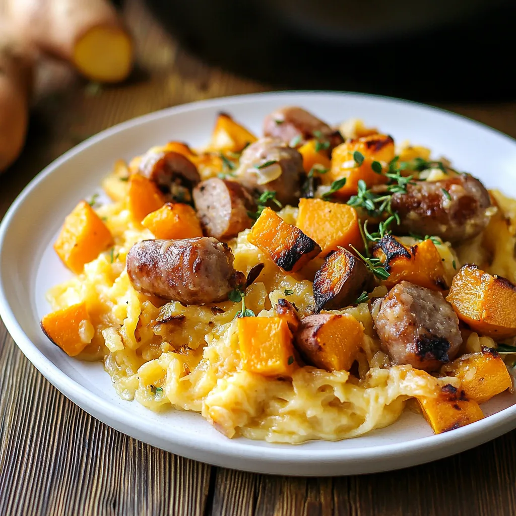 A plate of food with sausage and carrots.
