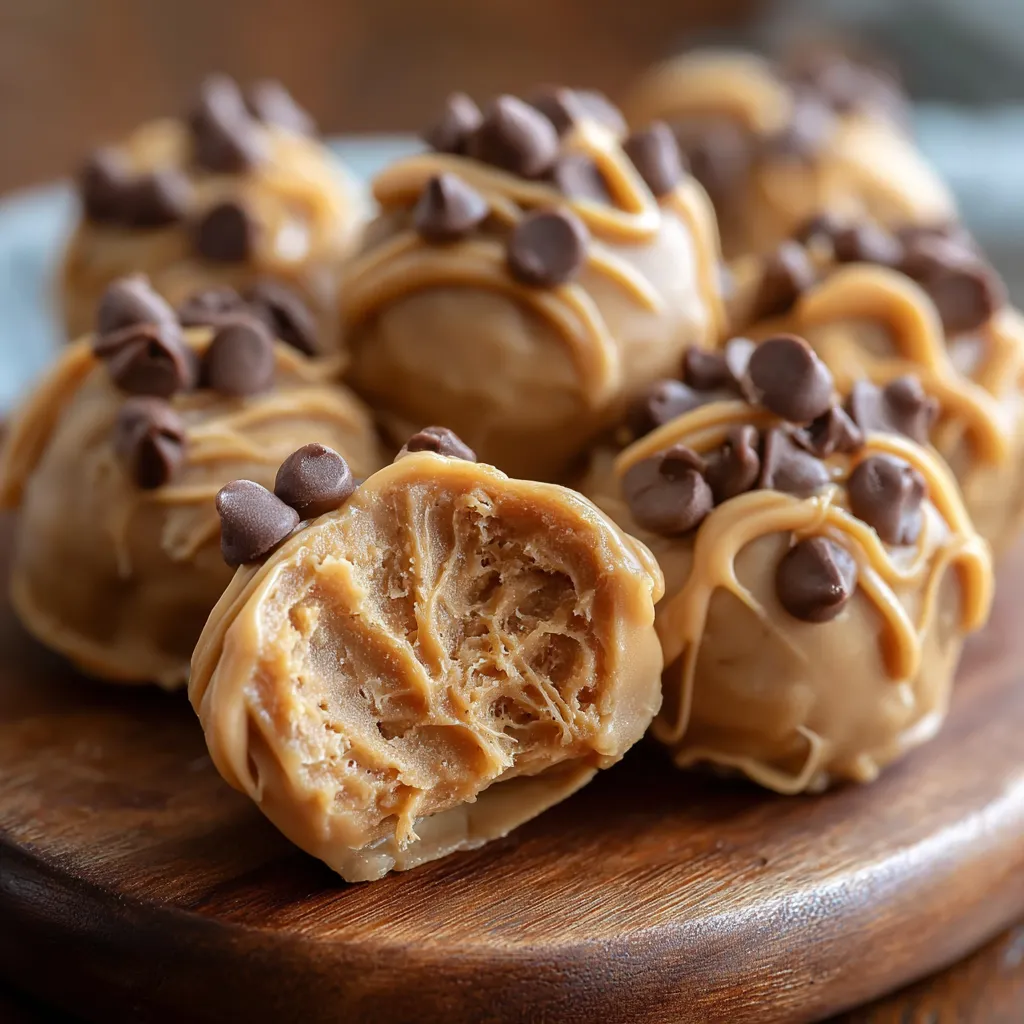 A plate of chocolate and peanut butter covered dough balls.