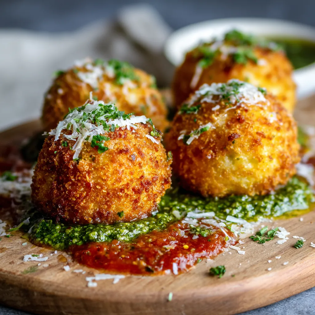 Three cheese balls on a wooden board.