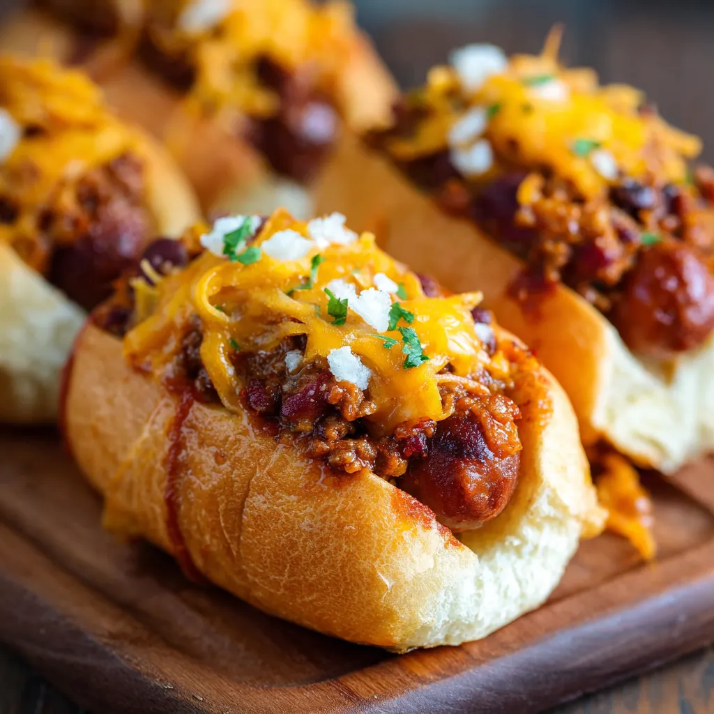 A plate of chili dogs.