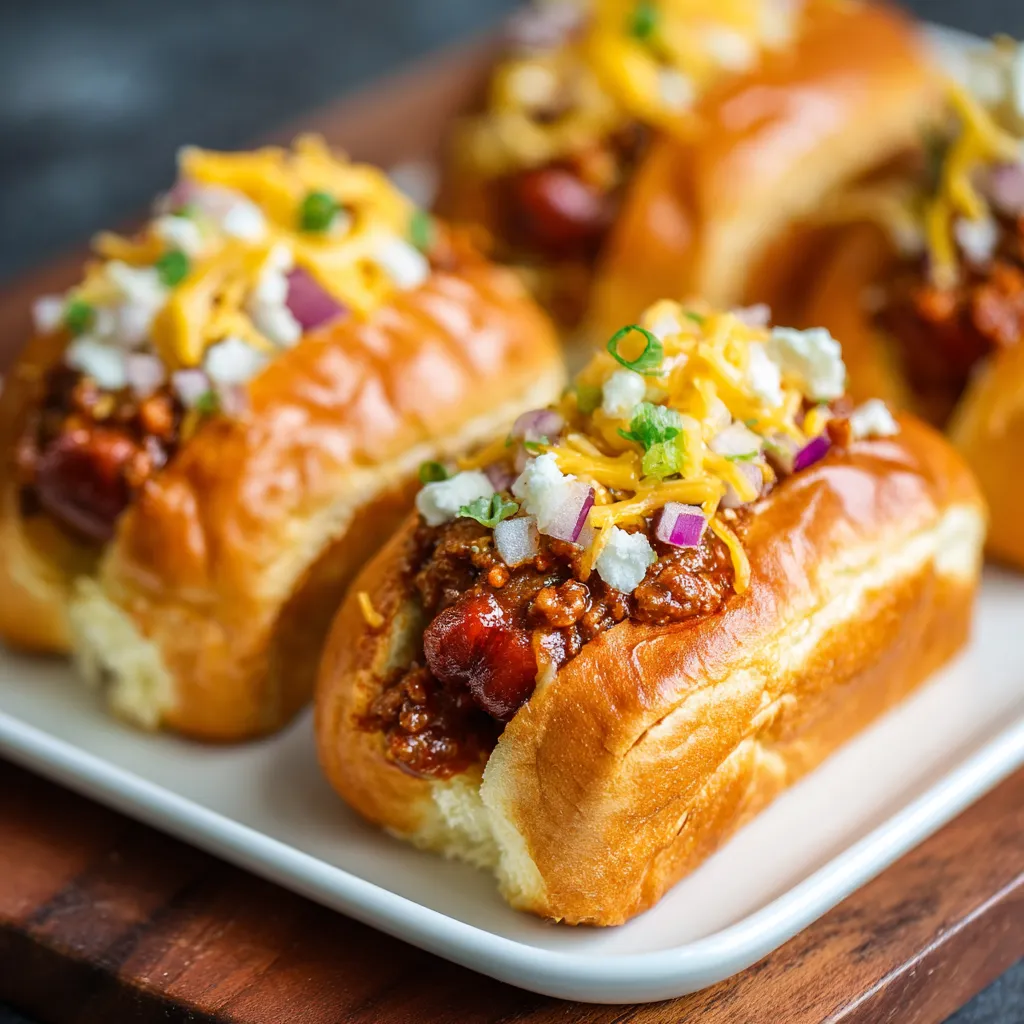 A plate of chili dogs.