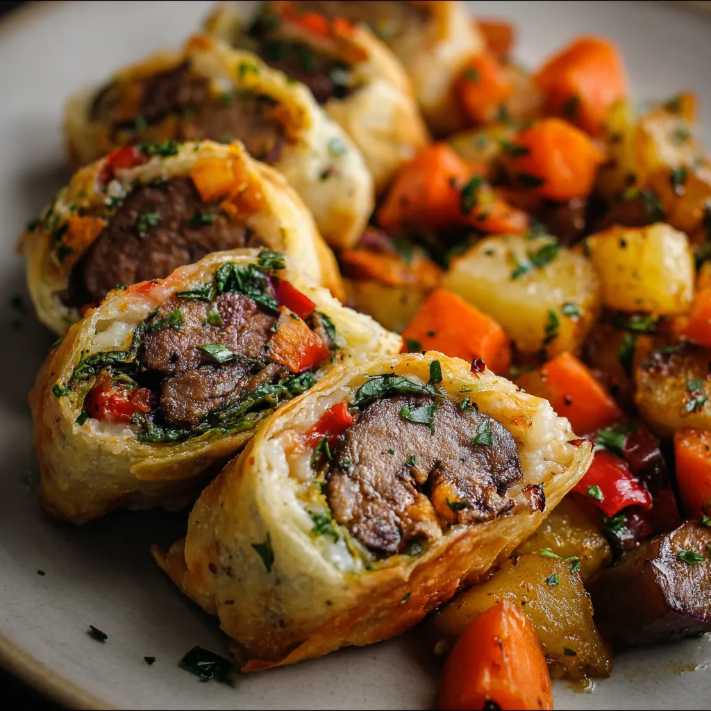 A plate of food with meat and vegetables.