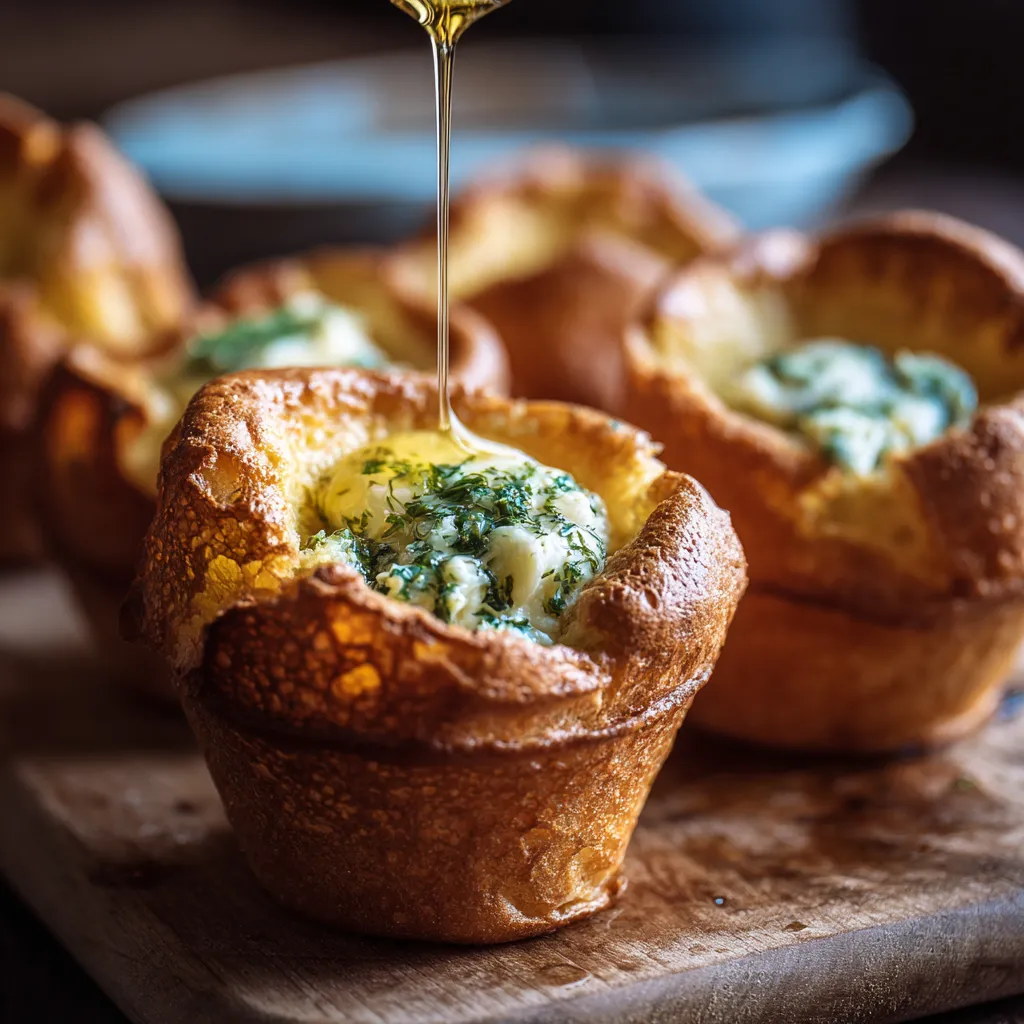 A cup of muffins with butter drizzled on top.