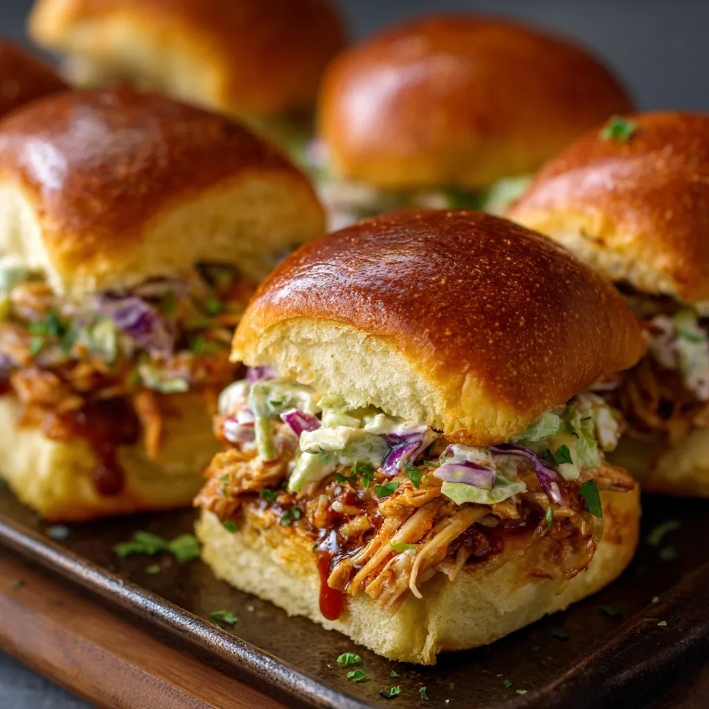 A plate of sandwiches with meat and coleslaw.