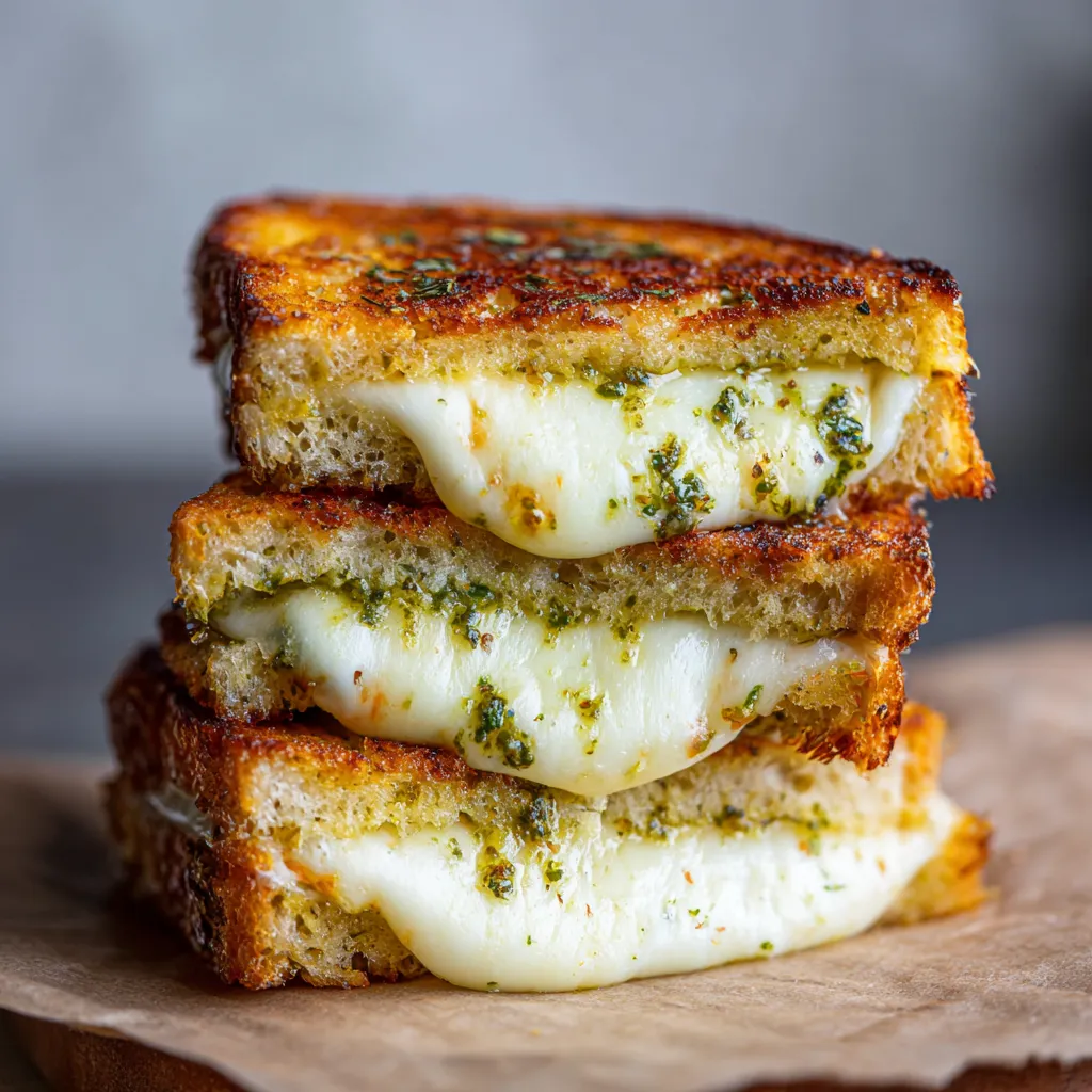A stack of grilled cheese sandwiches.