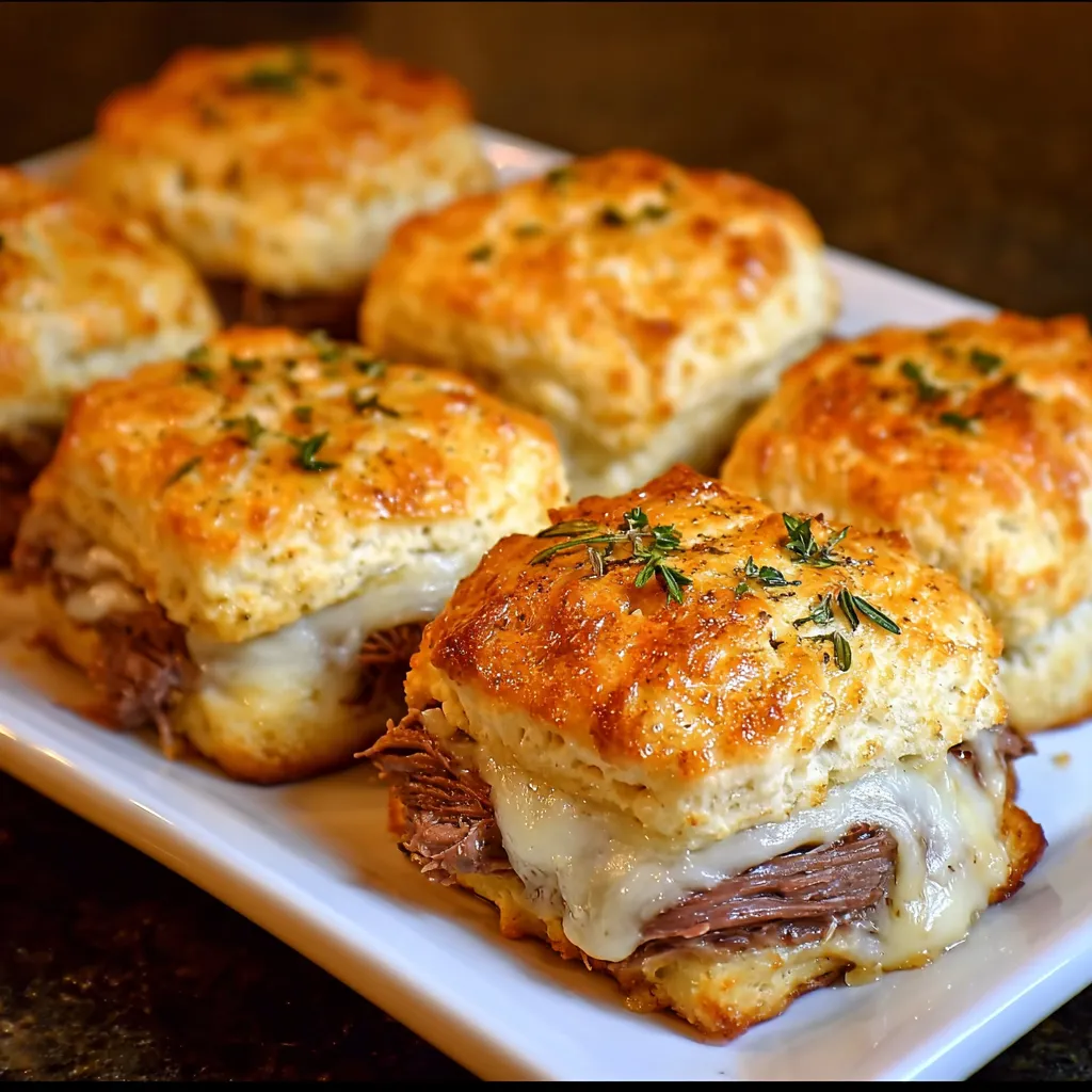 A plate of food with a biscuit on top.