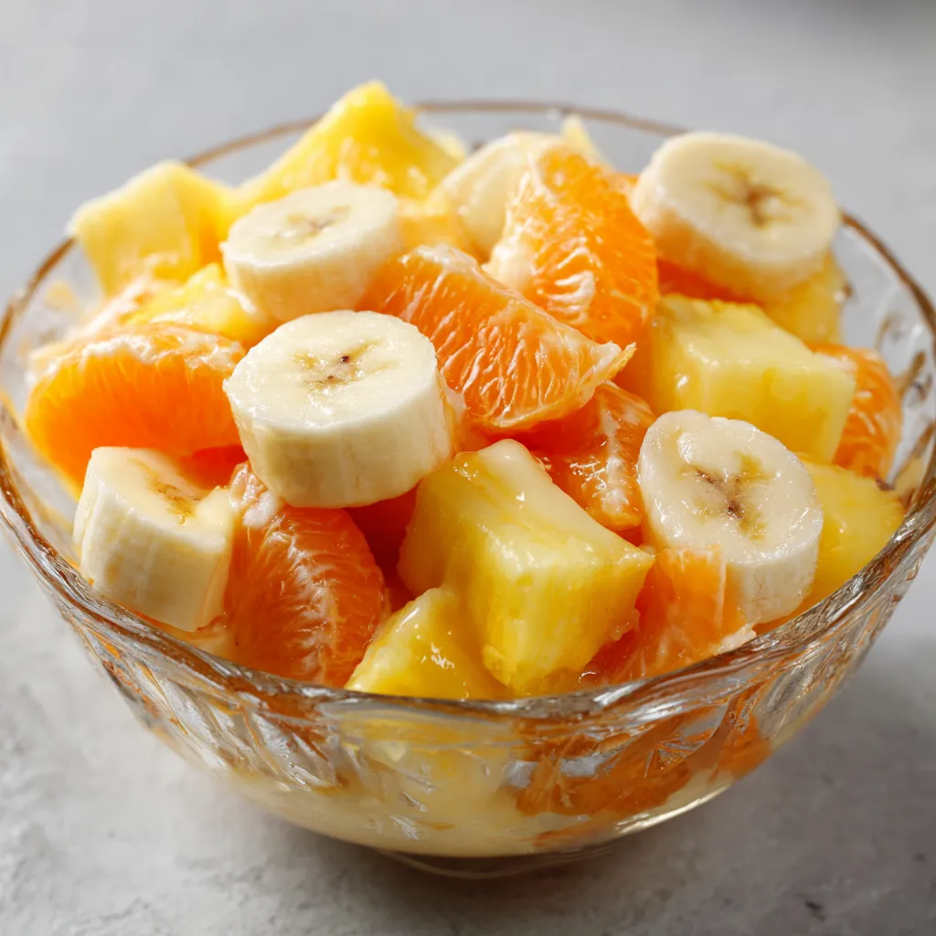 A bowl of fruit with bananas and oranges.