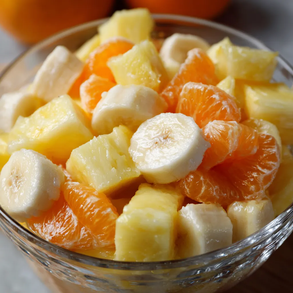 A bowl of fruit with bananas and oranges.