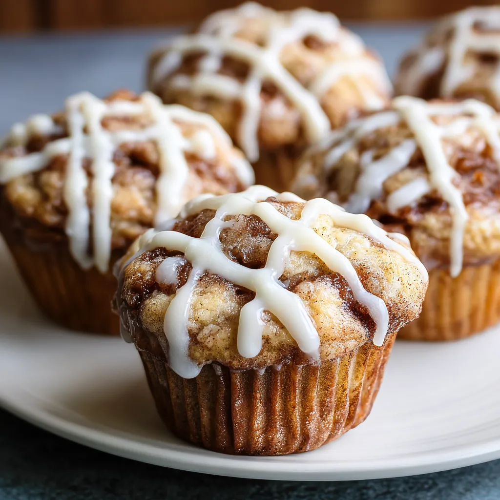 A plate with four muffins on it.