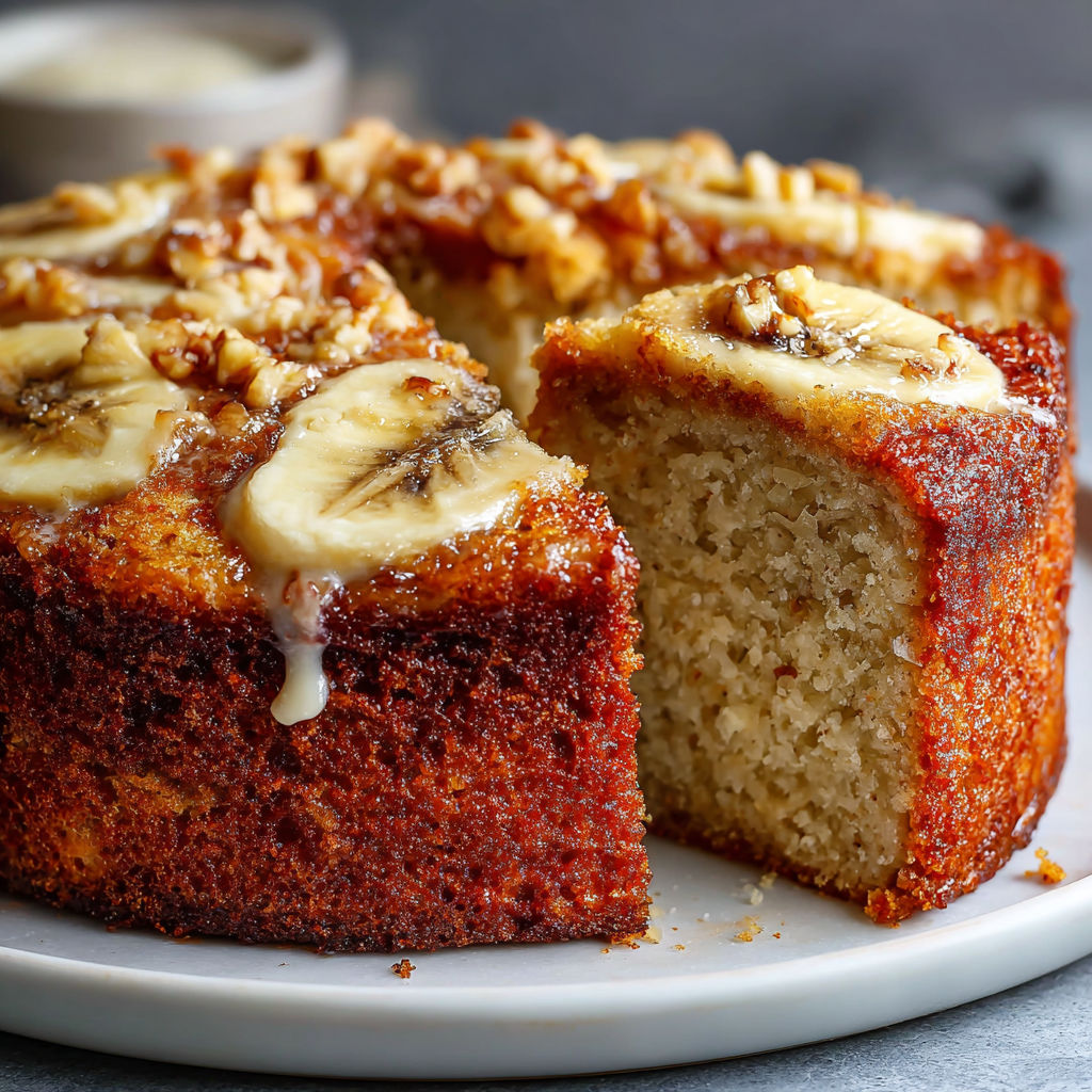 A slice of banana nut bread on a plate.