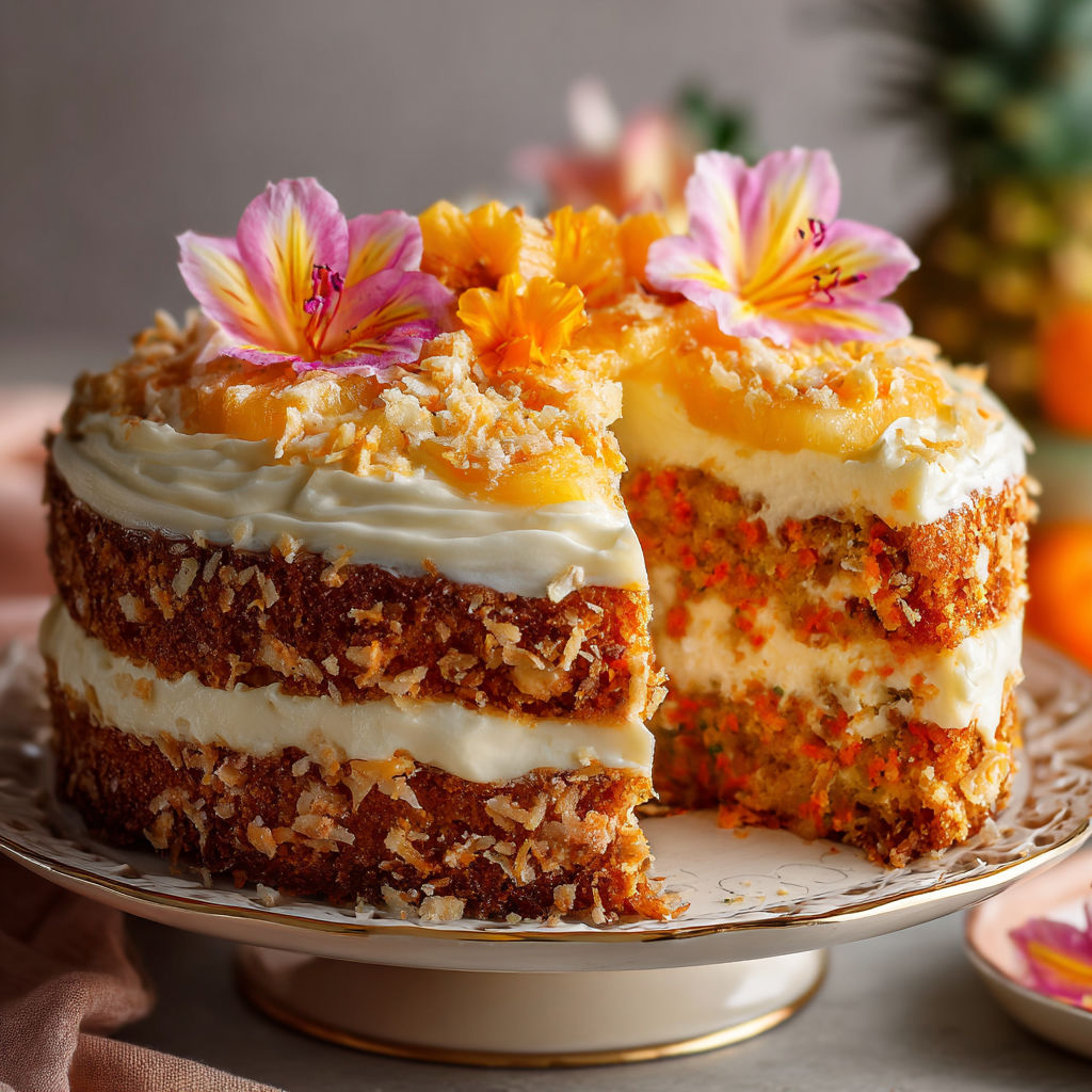 A slice of pineapple carrot cream cake.