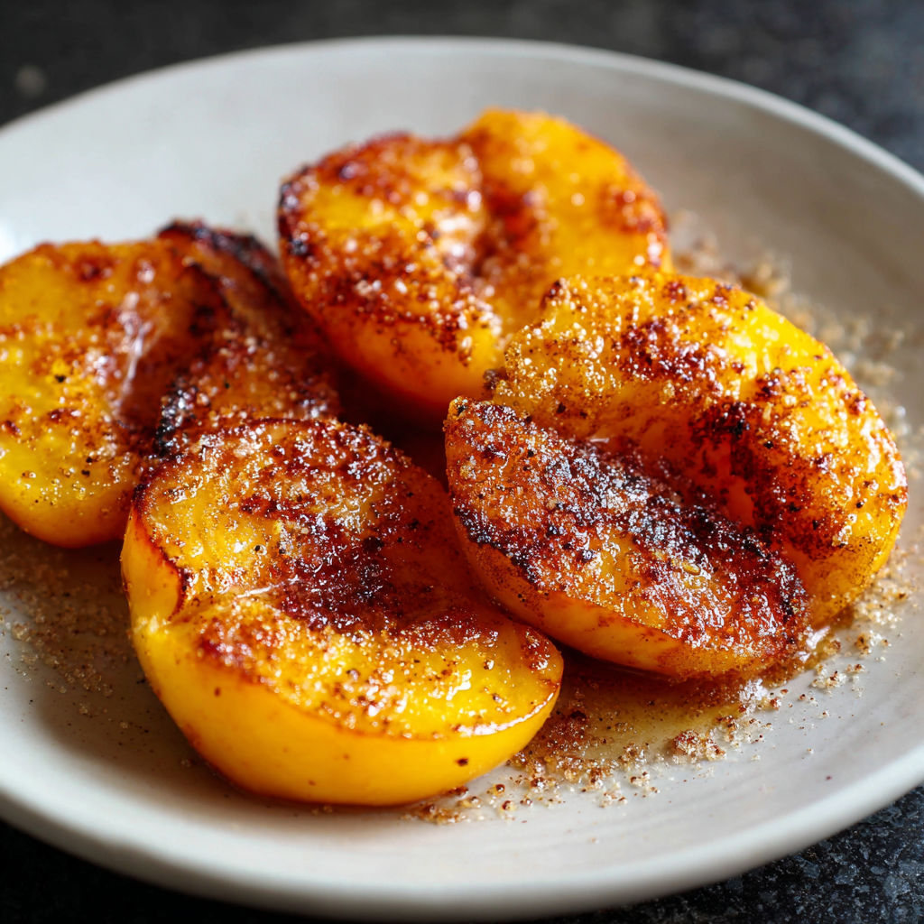 Peaches with sugar and cinnamon.