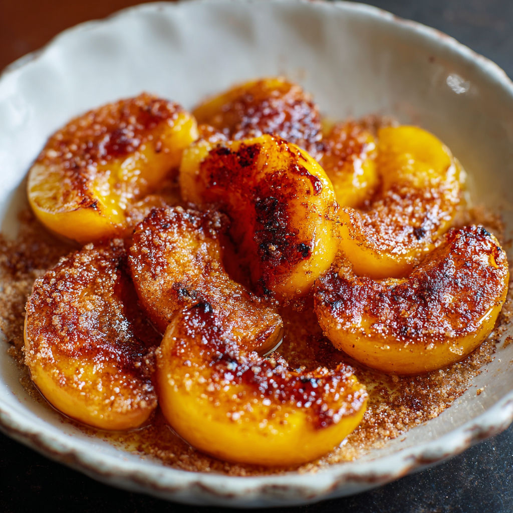 A plate of peaches with sugar and cinnamon.