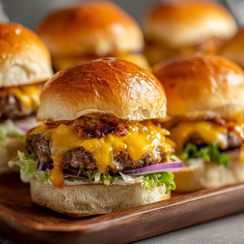 A plate of burgers with lettuce and cheese.