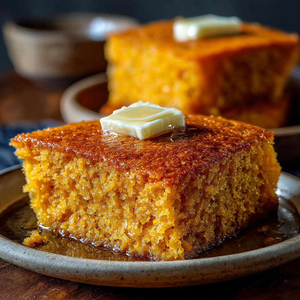 A slice of cake with butter on top.