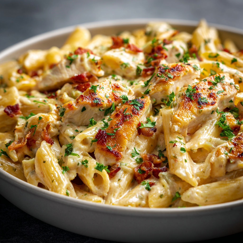A plate of Crack Chicken Penne.