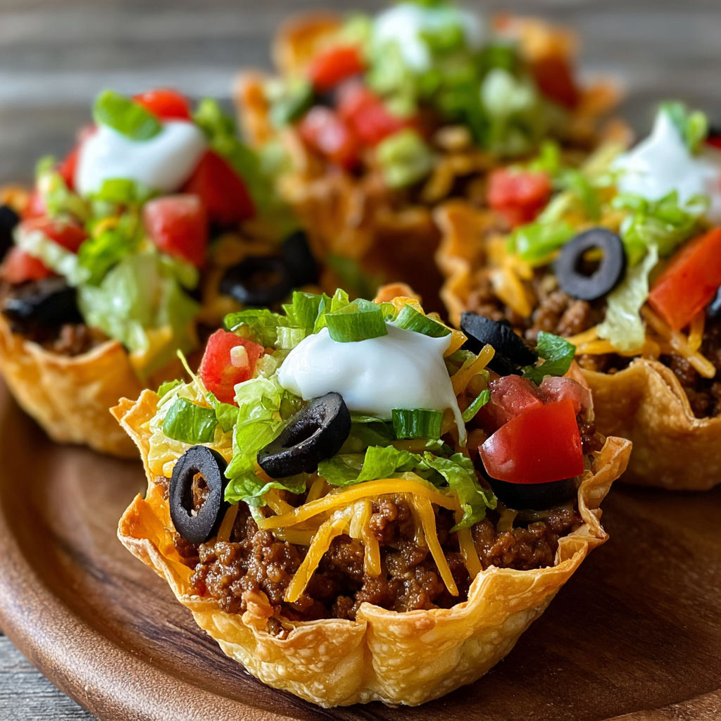 A taco cupcake with cheesy layers.