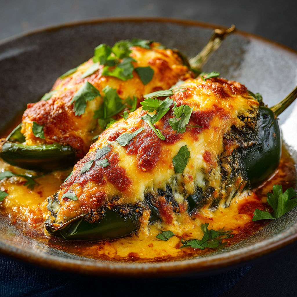A plate of food with a green pepper and cheese.