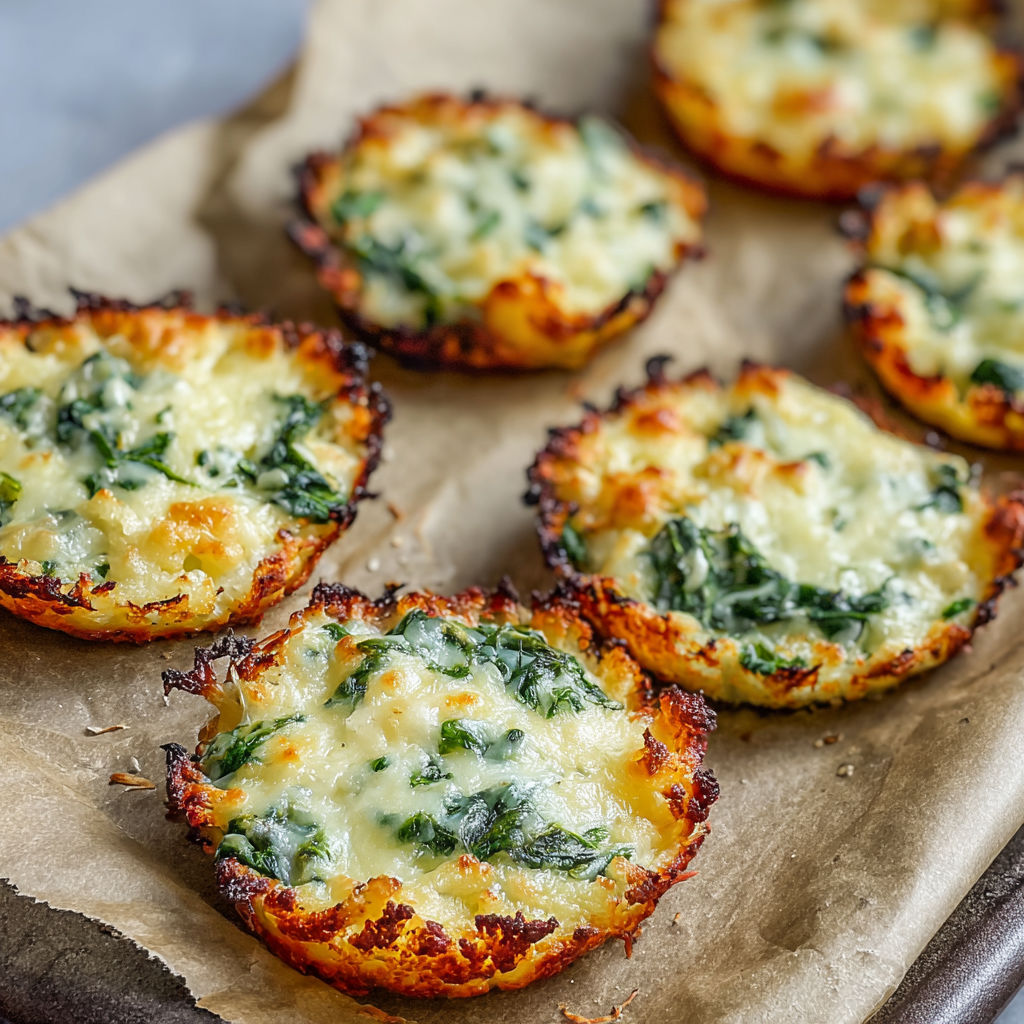 A tray of cauliflower and spinach taco shells.