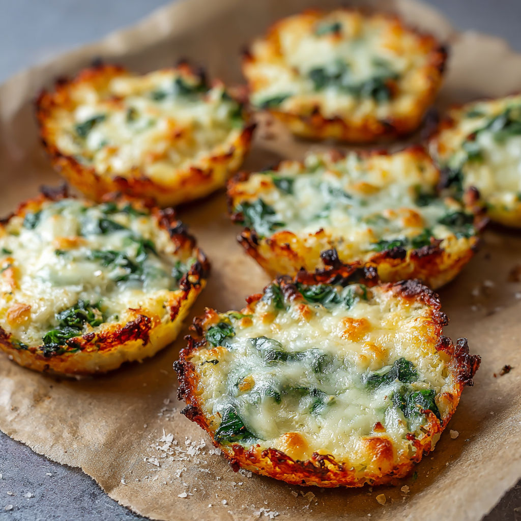 A tray of cauliflower and spinach taco shells.