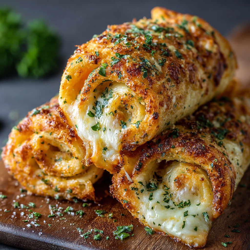 A plate of cheesy garlic butter rollups.