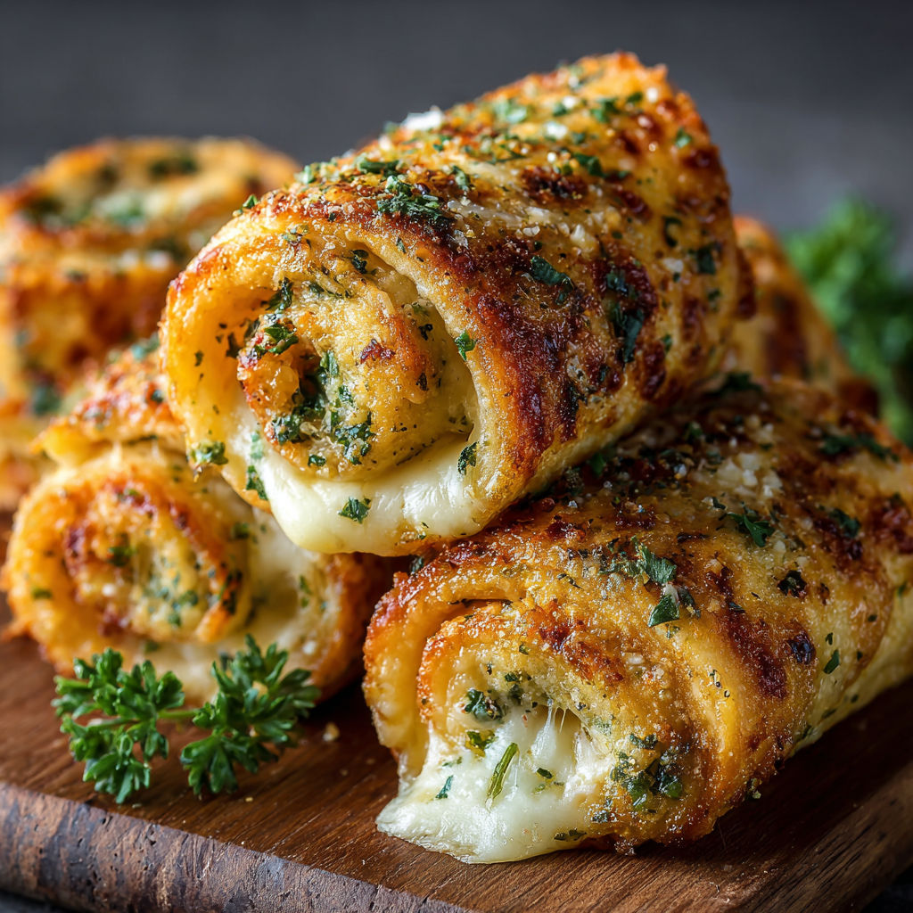 A stack of cheesy garlic butter rollups.