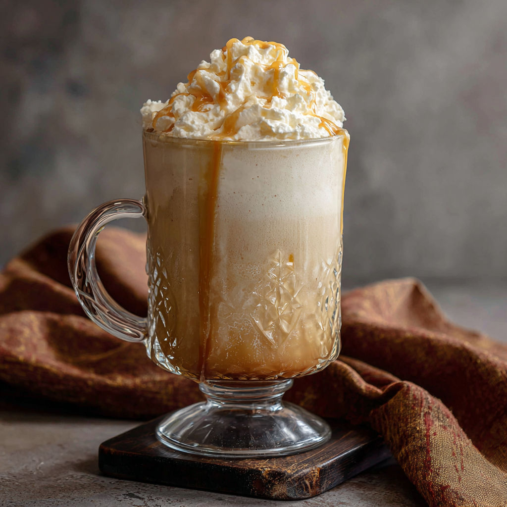 A glass of milk with whipped cream.