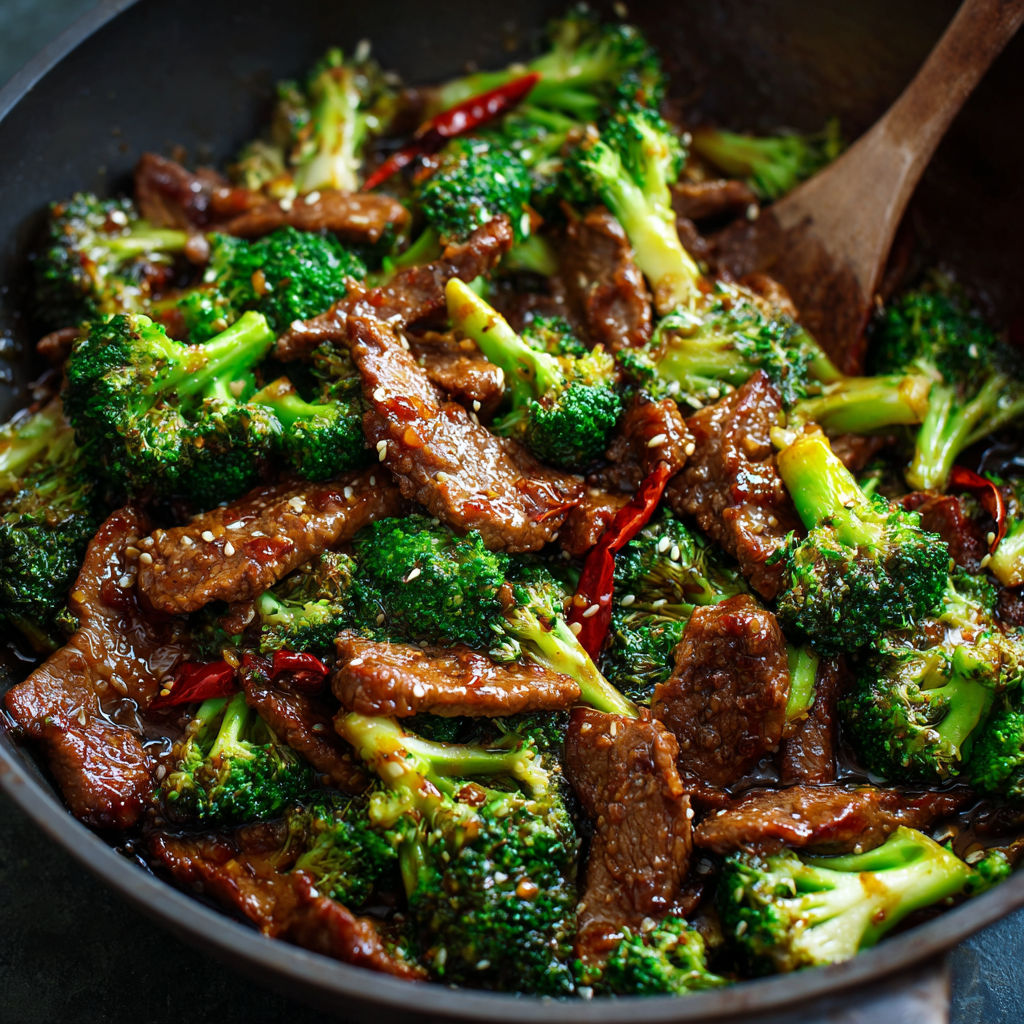 A bowl of Chinese beef and broccoli.