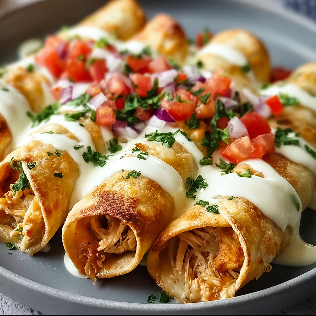 A plate of baked cream cheese chicken taquitos.