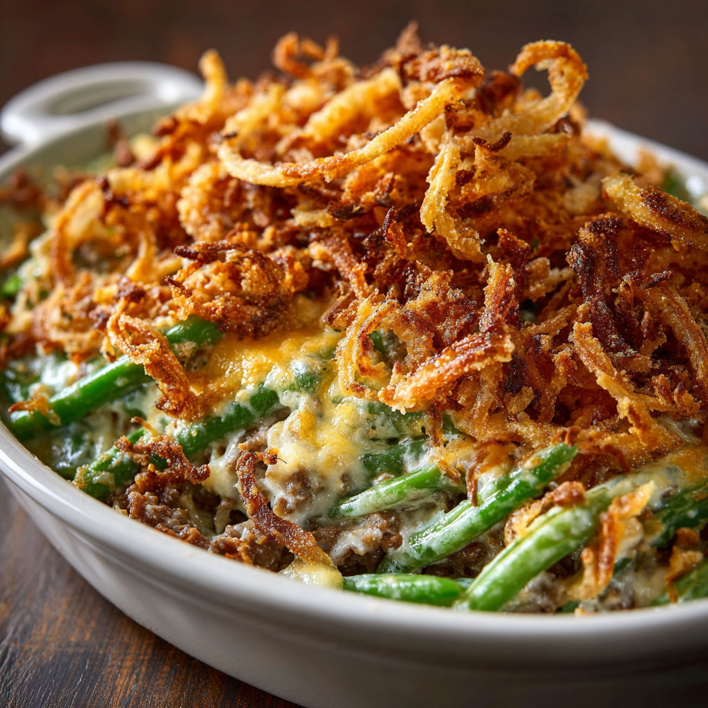 A plate of food with green beans and meat.