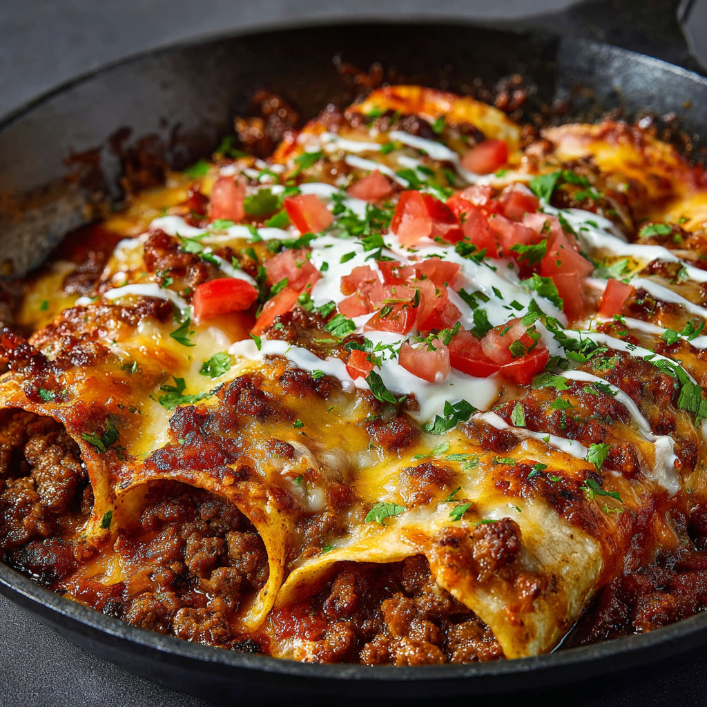 A delicious meal of ground beef and tomatoes.