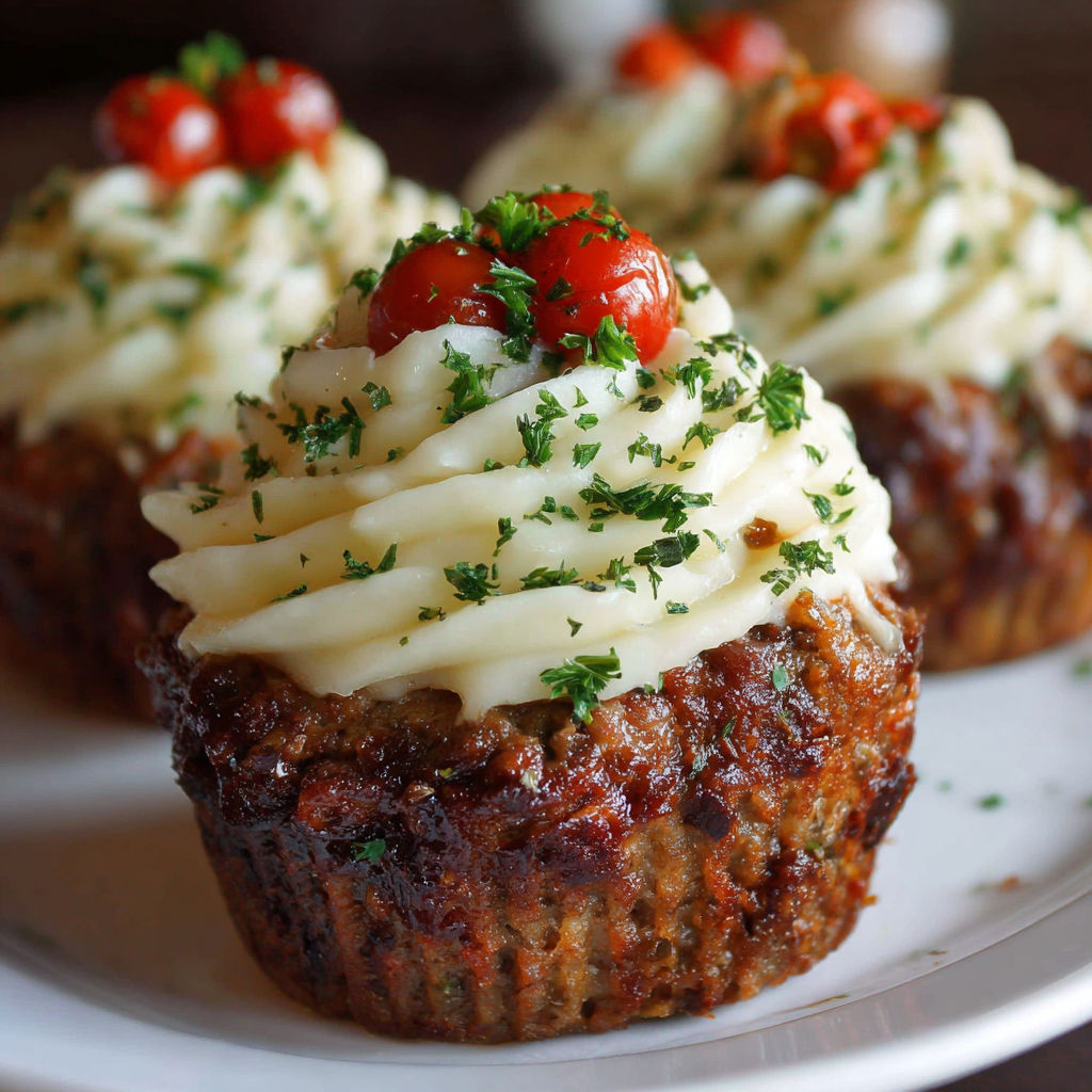 A cupcake with a tomato on top.