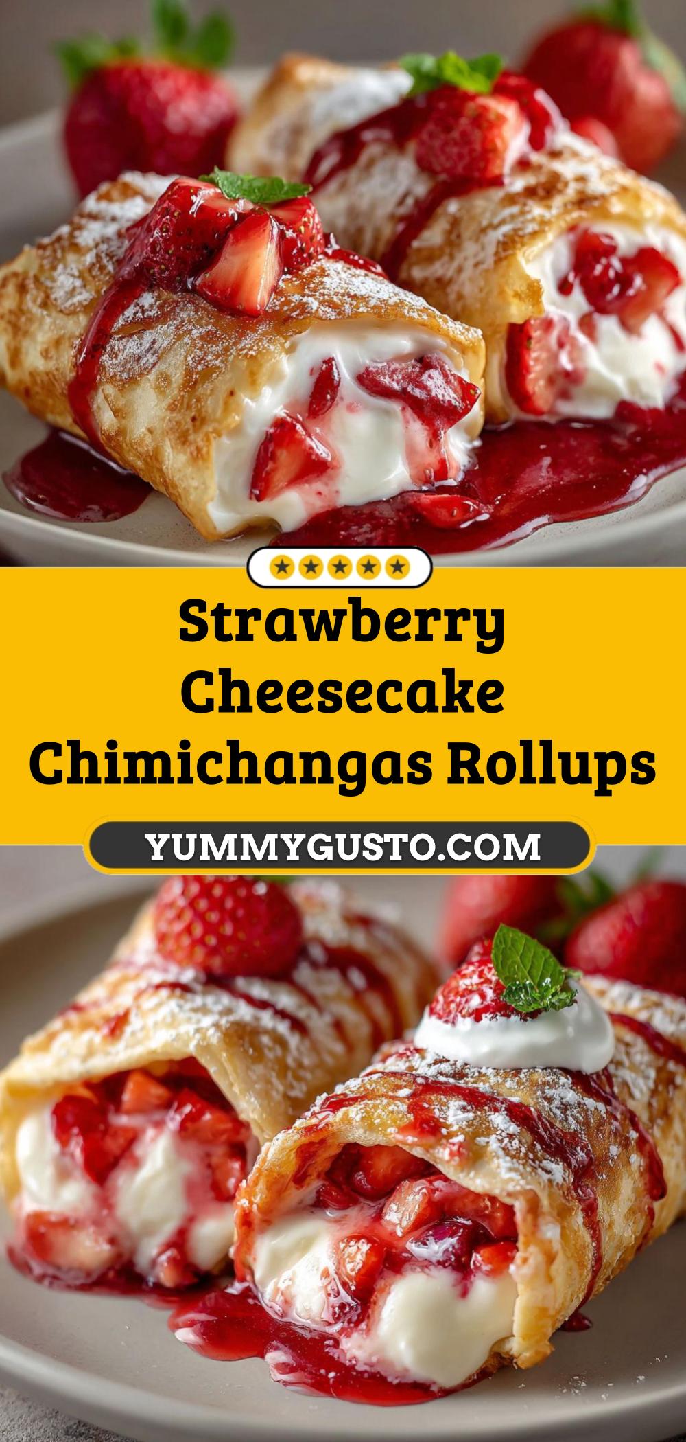 Sweet Strawberry Cheesecake Chimichangas Rollups with Cinnamon Sugar - Yummy Gusto