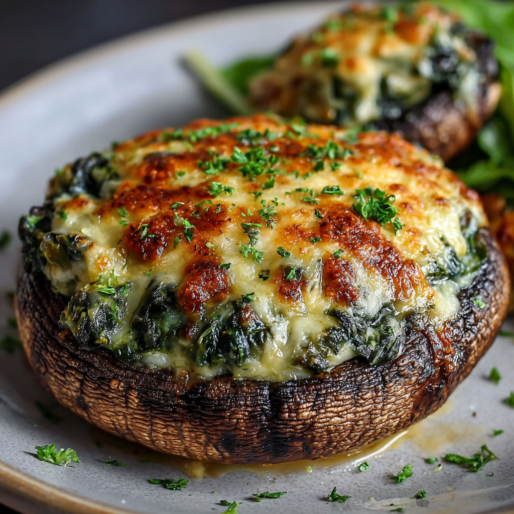 A plate of food with a mushroom and a piece of broccoli.