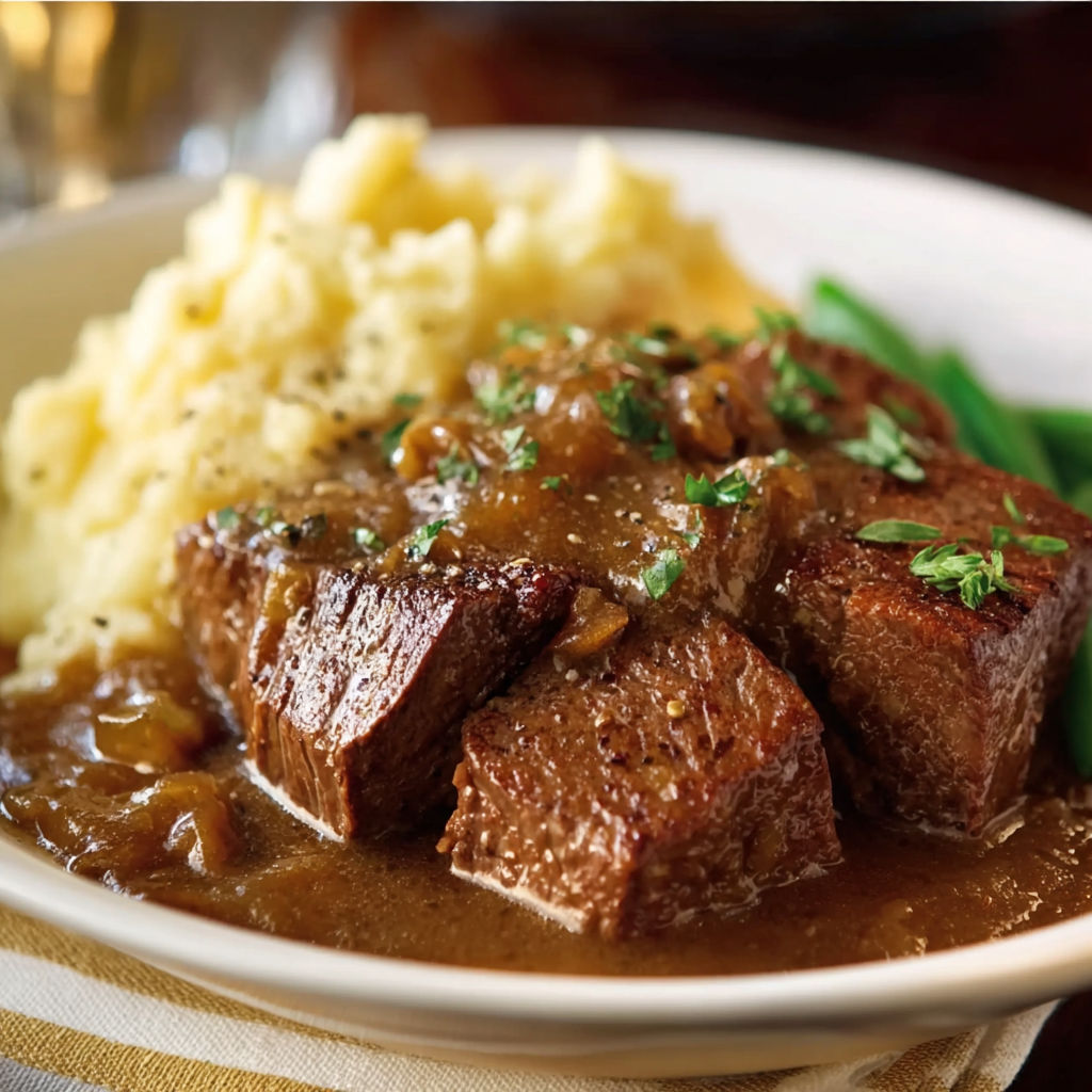 A plate of food with meat and potatoes.
