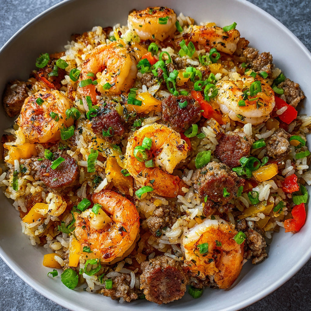 A bowl of shrimp and rice.