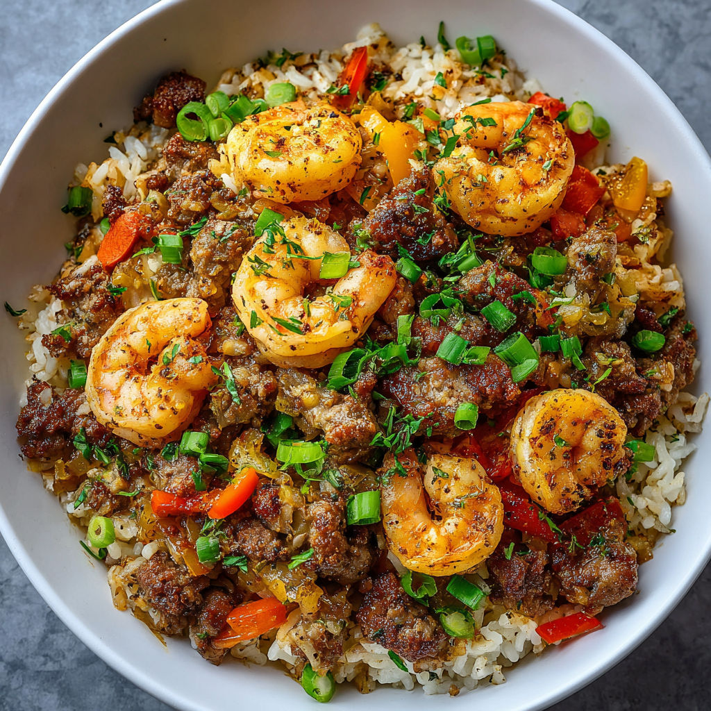 A bowl of shrimp and rice.