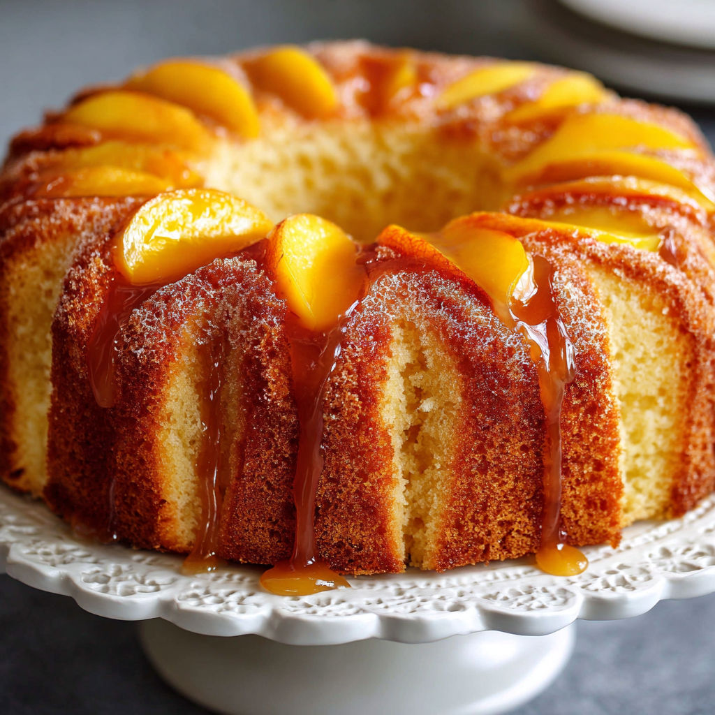 A cake with a white plate underneath it.