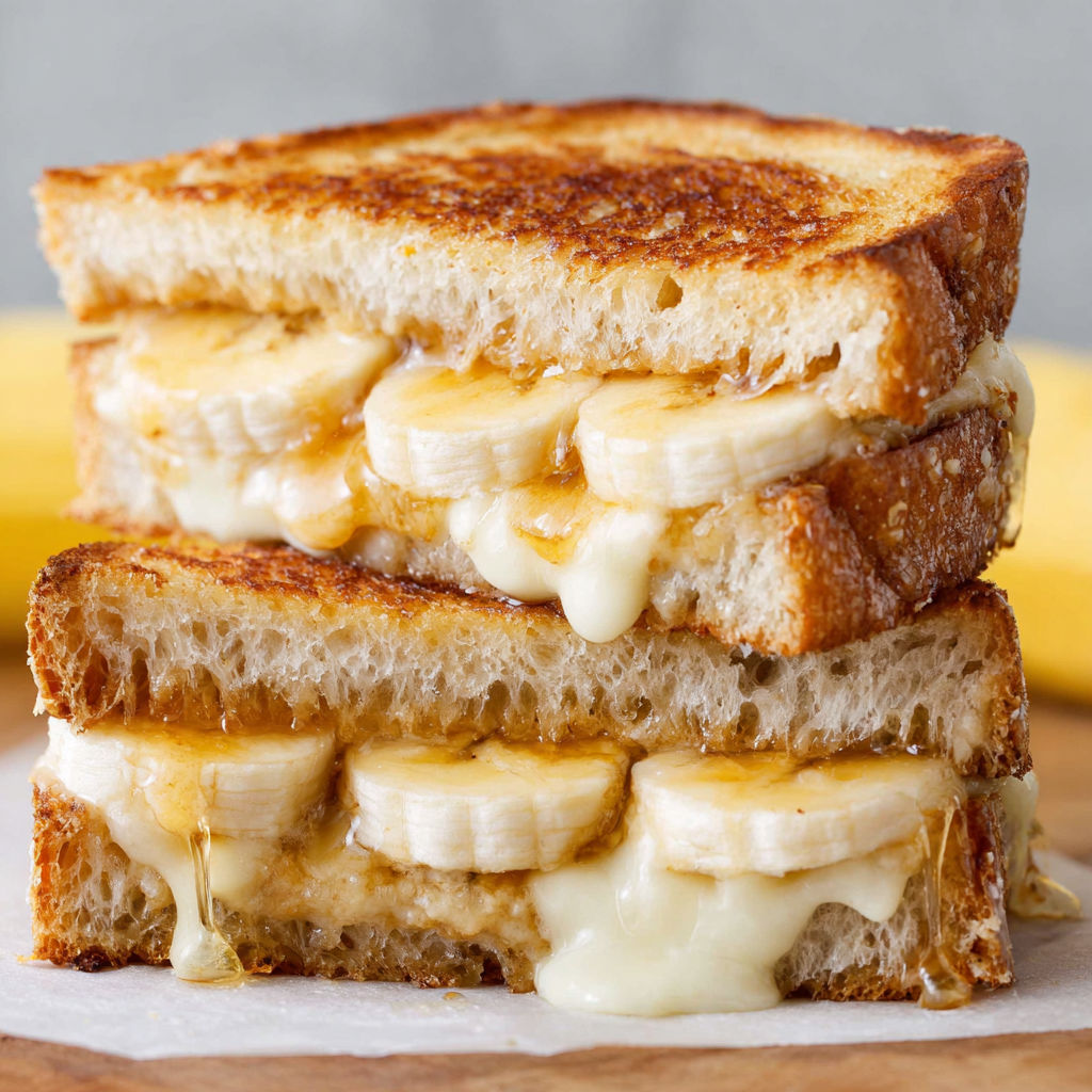 A sandwich with bananas and cheese.